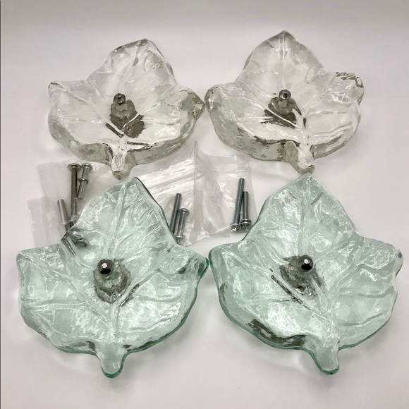 Gorgeous Metal and Murano Glass Knobs Blue and Clear - Picture 1 of 12